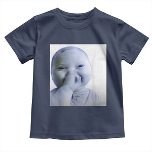 Funny Tuff Baby Giggling Meme Toddler T Shirt Viral AI Niche Baby Holding Laugh Photo TS02 Navy Print Your Wear