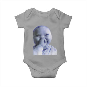 Funny Tuff Baby Giggling Meme Baby Onesie Viral AI Niche Baby Holding Laugh Face TS02 Sport Gray Print Your Wear
