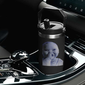 Funny Tuff Baby Giggling Meme Flip Straw Tumbler Viral AI Niche Baby Holding Laugh Face TS02 Print Your Wear