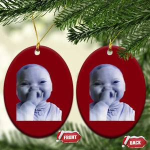 Funny Tuff Baby Giggling Meme Ceramic Ornament Viral AI Niche Baby Holding Laugh Face TS02 Print Your Wear