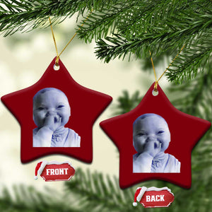 Funny Tuff Baby Giggling Meme Ceramic Ornament Viral AI Niche Baby Holding Laugh Face TS02 Print Your Wear