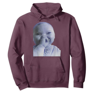 Funny Tuff Baby Giggling Meme Hoodie Viral AI Niche Baby Holding Laugh Face TS02 Maroon Print Your Wear