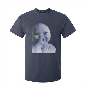 Funny Tuff Baby Giggling Meme T Shirt For Kid Viral AI Niche Baby Holding Laugh Face TS02 Navy Print Your Wear