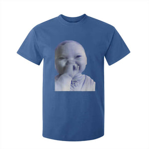 Funny Tuff Baby Giggling Meme T Shirt For Kid Viral AI Niche Baby Holding Laugh Face TS02 Royal Blue Print Your Wear