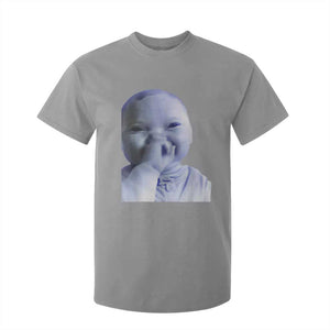 Funny Tuff Baby Giggling Meme T Shirt For Kid Viral AI Niche Baby Holding Laugh Face TS02 Sport Gray Print Your Wear