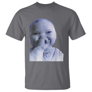 Funny Tuff Baby Giggling Meme T Shirt Viral AI Niche Baby Holding Laugh Face TS02 Charcoal Print Your Wear