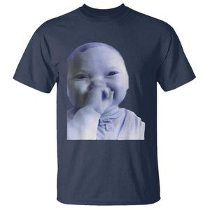 Funny Tuff Baby Giggling Meme T Shirt Viral AI Niche Baby Holding Laugh Face TS02 Navy Print Your Wear