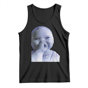 Funny Tuff Baby Giggling Meme Tank Top Viral AI Niche Baby Holding Laugh Face TS02 Black Print Your Wear