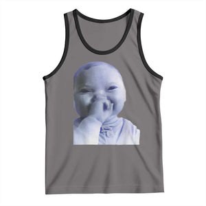Funny Tuff Baby Giggling Meme Tank Top Viral AI Niche Baby Holding Laugh Face TS02 Deep Heather Black Print Your Wear