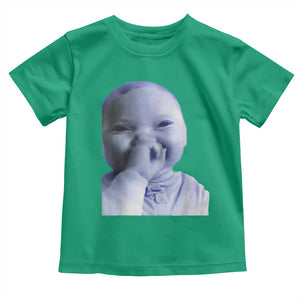 Funny Tuff Baby Giggling Meme Toddler T Shirt Viral AI Niche Baby Holding Laugh Face TS02 Irish Green Print Your Wear