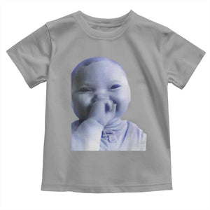 Funny Tuff Baby Giggling Meme Toddler T Shirt Viral AI Niche Baby Holding Laugh Face TS02 Sport Gray Print Your Wear