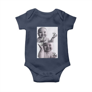 Funny Tuff Baby 67 Meme Baby Onesie Viral AI Niche Baby Six Seven Hand Gesture TS02 Navy Print Your Wear