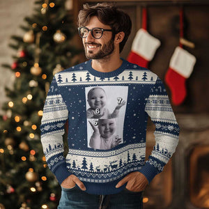 Funny Tuff Baby 67 Meme Ugly Christmas Sweater Viral AI Niche Baby Six Seven Hand Gesture TS02 Navy Beige Print Your Wear