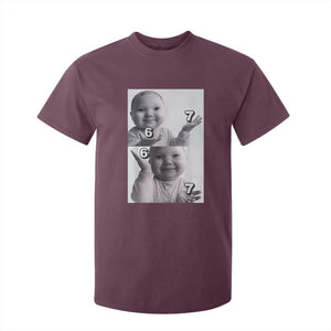 Funny Tuff Baby 67 Meme T Shirt For Kid Viral AI Niche Baby Six Seven Hand Gesture TS02 Maroon Print Your Wear