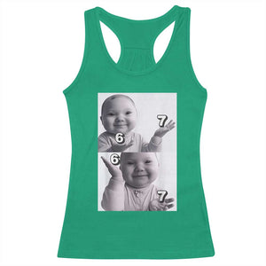 Funny Tuff Baby 67 Meme Racerback Tank Top Viral AI Niche Baby Six Seven Hand Gesture TS02 Irish Green Print Your Wear