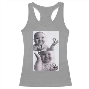 Funny Tuff Baby 67 Meme Racerback Tank Top Viral AI Niche Baby Six Seven Hand Gesture TS02 Sport Gray Print Your Wear