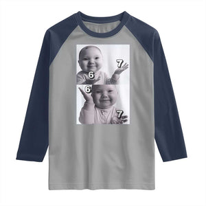 Funny Tuff Baby 67 Meme Raglan Shirt Viral AI Niche Baby Six Seven Hand Gesture TS02 Sport Gray Navy Print Your Wear