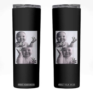 Funny Tuff Baby 67 Meme Skinny Tumbler Viral AI Niche Baby Six Seven Hand Gesture TS02 Black Print Your Wear