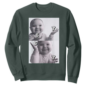 Funny Tuff Baby 67 Meme Sweatshirt Viral AI Niche Baby Six Seven Hand Gesture TS02 Dark Forest Green Print Your Wear