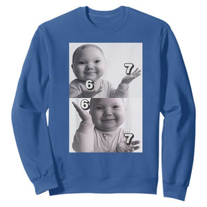 Funny Tuff Baby 67 Meme Sweatshirt Viral AI Niche Baby Six Seven Hand Gesture TS02 Royal Blue Print Your Wear