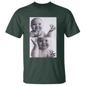 Funny Tuff Baby 67 Meme T Shirt Viral AI Niche Baby Six Seven Hand Gesture TS02 Dark Forest Green Print Your Wear