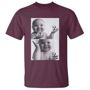 Funny Tuff Baby 67 Meme T Shirt Viral AI Niche Baby Six Seven Hand Gesture TS02 Maroon Print Your Wear