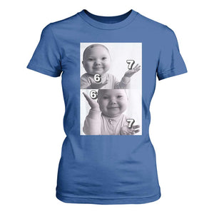 Funny Tuff Baby 67 Meme T Shirt For Women Viral AI Niche Baby Six Seven Hand Gesture TS02 Royal Blue Print Your Wear