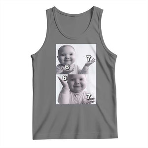 Funny Tuff Baby 67 Meme Tank Top Viral AI Niche Baby Six Seven Hand Gesture TS02 Black Heather Print Your Wear