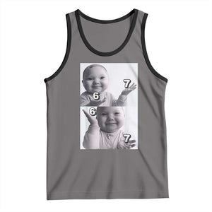 Funny Tuff Baby 67 Meme Tank Top Viral AI Niche Baby Six Seven Hand Gesture TS02 Deep Heather Black Print Your Wear
