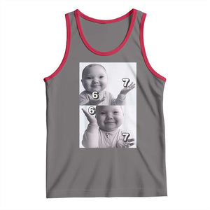 Funny Tuff Baby 67 Meme Tank Top Viral AI Niche Baby Six Seven Hand Gesture TS02 Deep Heather Red Print Your Wear