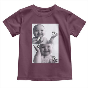 Funny Tuff Baby 67 Meme Toddler T Shirt Viral AI Niche Baby Six Seven Hand Gesture TS02 Maroon Print Your Wear