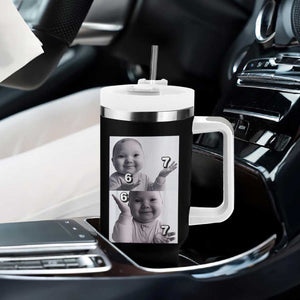 Funny Tuff Baby 67 Meme Tumbler With Handle Viral AI Niche Baby Six Seven Hand Gesture TS02 Print Your Wear