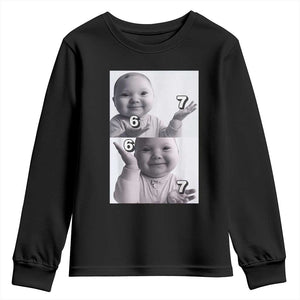 Funny Tuff Baby 67 Meme Youth Sweatshirt Viral AI Niche Baby Six Seven Hand Gesture TS02 Black Print Your Wear