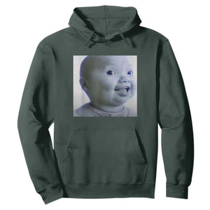Funny Tuff Baby Side Eye Meme Hoodie Viral AI Niche Baby Face Reaction TS02 Dark Forest Green Print Your Wear