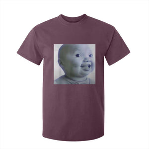 Funny Tuff Baby Side Eye Meme T Shirt For Kid Viral AI Niche Baby Face Reaction TS02 Maroon Print Your Wear