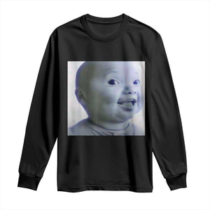 Funny Tuff Baby Side Eye Meme Long Sleeve Shirt Viral AI Niche Baby Face Reaction TS02 Black Print Your Wear