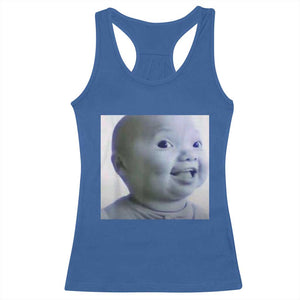 Funny Tuff Baby Side Eye Meme Racerback Tank Top Viral AI Niche Baby Face Reaction TS02 Royal Blue Print Your Wear