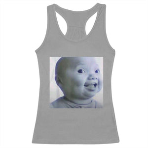 Funny Tuff Baby Side Eye Meme Racerback Tank Top Viral AI Niche Baby Face Reaction TS02 Sport Gray Print Your Wear