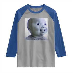 Funny Tuff Baby Side Eye Meme Raglan Shirt Viral AI Niche Baby Face Reaction TS02 Sport Gray Royal Print Your Wear