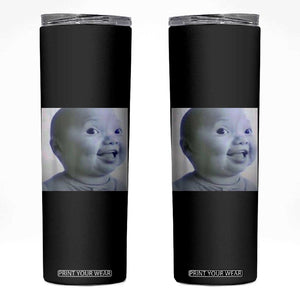 Funny Tuff Baby Side Eye Meme Skinny Tumbler Viral AI Niche Baby Face Reaction TS02 Black Print Your Wear