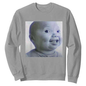 Funny Tuff Baby Side Eye Meme Sweatshirt Viral AI Niche Baby Face Reaction TS02 Sport Gray Print Your Wear