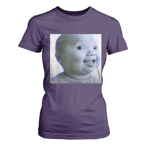 Funny Tuff Baby Side Eye Meme T Shirt For Women Viral AI Niche Baby Face Reaction TS02 Purple Print Your Wear
