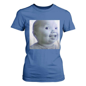 Funny Tuff Baby Side Eye Meme T Shirt For Women Viral AI Niche Baby Face Reaction TS02 Royal Blue Print Your Wear