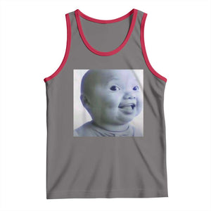 Funny Tuff Baby Side Eye Meme Tank Top Viral AI Niche Baby Face Reaction TS02 Deep Heather Red Print Your Wear