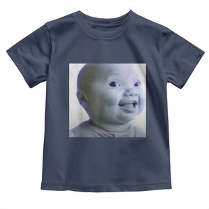 Funny Tuff Baby Side Eye Meme Toddler T Shirt Viral AI Niche Baby Face Reaction TS02 Navy Print Your Wear