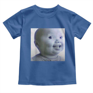 Funny Tuff Baby Side Eye Meme Toddler T Shirt Viral AI Niche Baby Face Reaction TS02 Royal Blue Print Your Wear