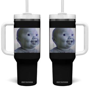 Funny Tuff Baby Side Eye Meme Tumbler With Handle Viral AI Niche Baby Face Reaction TS02 One Size: 40 oz Black Print Your Wear
