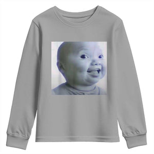 Funny Tuff Baby Side Eye Meme Youth Sweatshirt Viral AI Niche Baby Face Reaction TS02 Sport Gray Print Your Wear