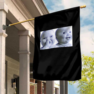 Funny Double Trouble Tuff Baby Meme Garden Flag Viral AI Niche Baby Holding Laugh Duo Reaction TS02 Print Your Wear
