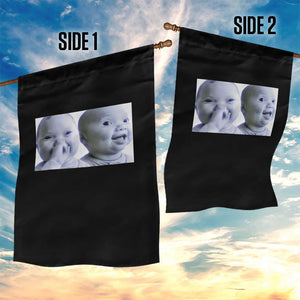 Funny Double Trouble Tuff Baby Meme Garden Flag Viral AI Niche Baby Holding Laugh Duo Reaction TS02 Print Your Wear
